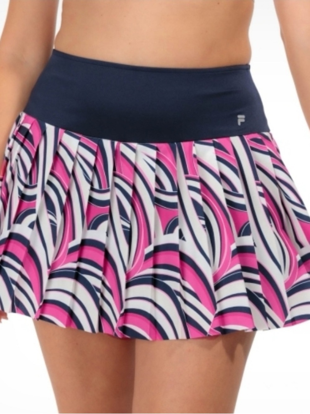 NWT Fila Heritage Pleated Navy, Pink & White Wave Tennis Skort